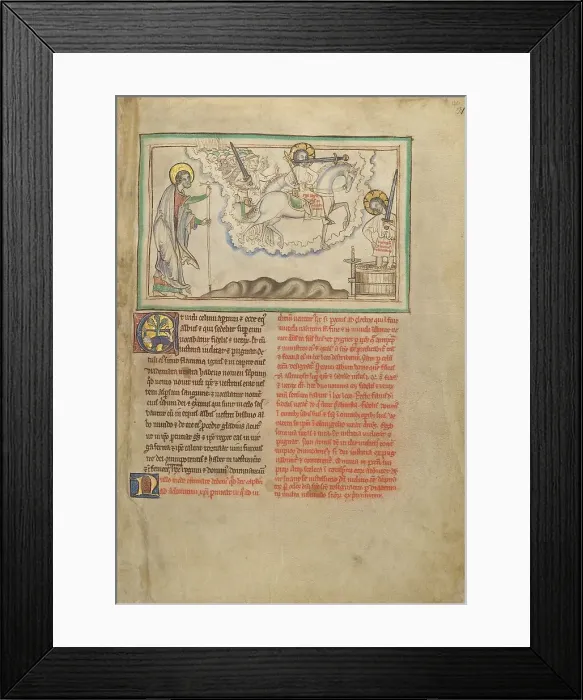 Framed Print : The Horseman Faithful and True and the Army of Heaven on White Horses... about 1255-1260. Creator: Unknown Framed Print : The Horseman Faithful and True and the Army of Heaven on White Horses... about 1255-1260. Creator: Unknown