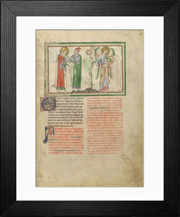 Framed Print : Saint John the Evangelist Consoled by an Elder and by an Angel Holding a Scroll, about 1255-1260. Creator: Unknown Framed Print : Saint John the Evangelist Consoled by an Elder and by an Angel Holding a Scroll, about 1255-1260. Creator: Unknown