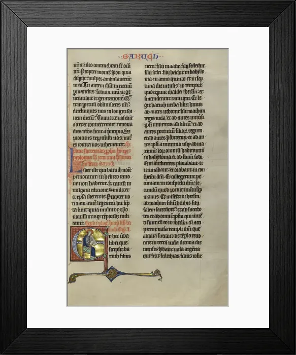 Framed Print : Initial E: Baruch; Marquette Bible, about 1270. Creator: Unknown Framed Print : Initial E: Baruch; Marquette Bible, about 1270. Creator: Unknown