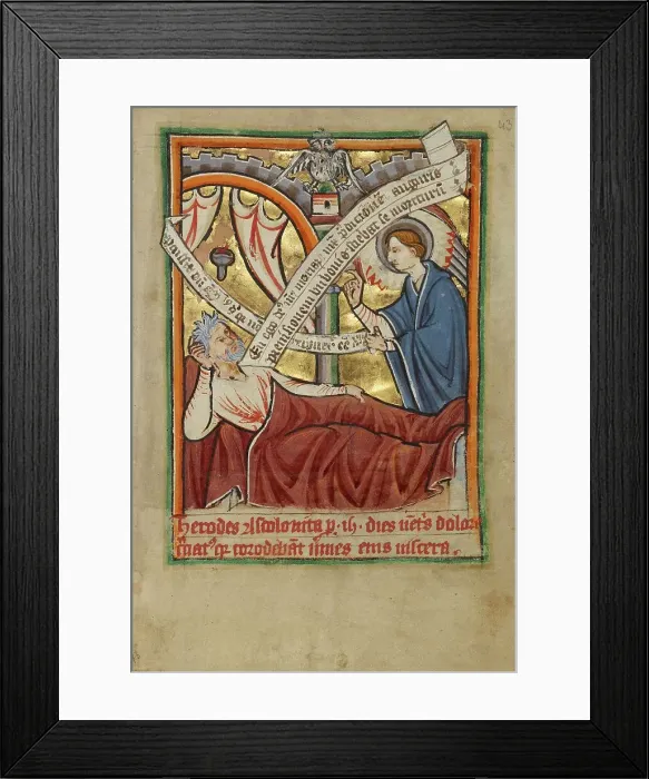 Framed Print : The Dream of Joseph / The Angel Appearing to Herod, about 1190-1200 and about 1480-1490. Creator: Unknown Framed Print : The Dream of Joseph / The Angel Appearing to Herod, about 1190-1200 and about 1480-1490. Creator: Unknown