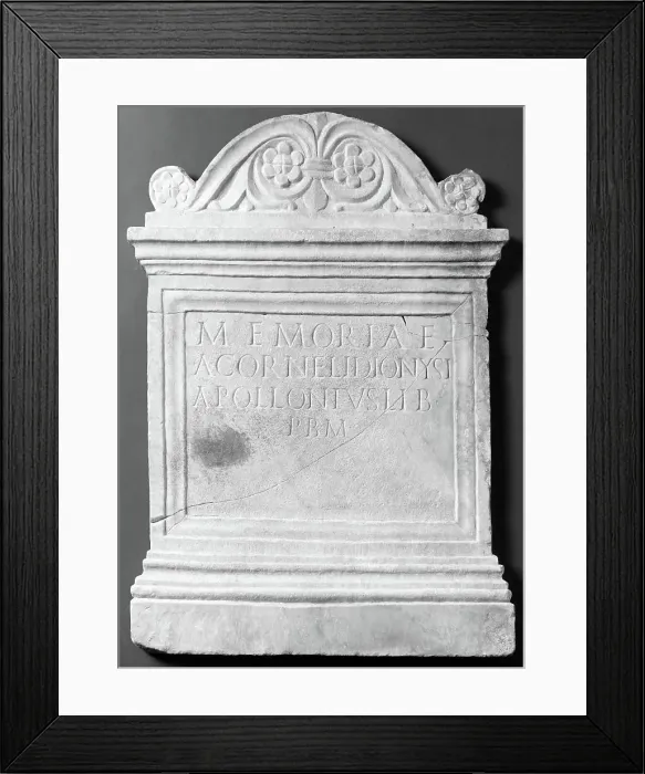 Framed Print : Front of a Roman Funerary Altar, about A.D. 100. Creator: Unknown