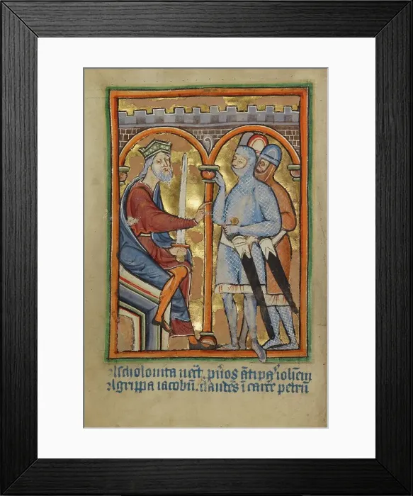 Framed Print : Herod Giving Orders to His Soldiers, about 1190-1200; text added about 1480-1490. Creator: Unknown Framed Print : Herod Giving Orders to His Soldiers, about 1190-1200; text added about 1480-1490. Creator: Unknown
