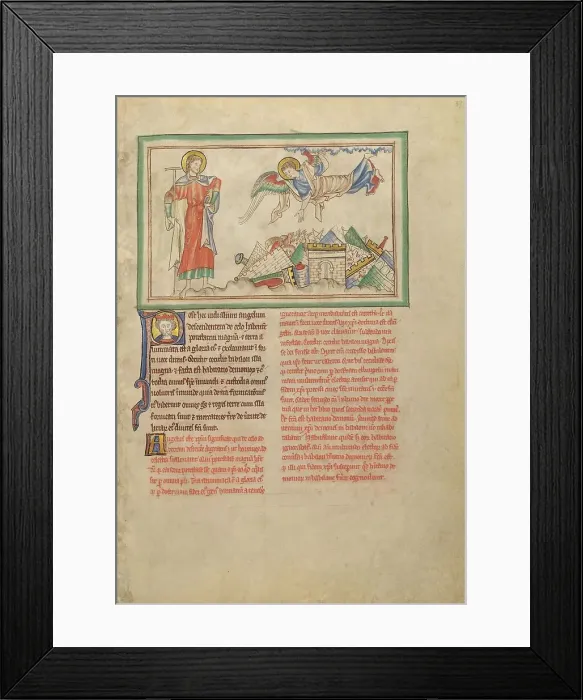 Framed Print : The Fall of Babylon; Dyson Perrins Apocalypse, about 1255-1260. Creator: Unknown Framed Print : The Fall of Babylon; Dyson Perrins Apocalypse, about 1255-1260. Creator: Unknown