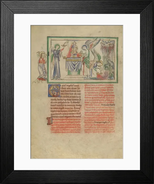 Framed Print : The Seventh Seal: An Angel Censing an Altar and Pouring the Censer over the Earth, about 1255-1260. Creator: Unknown Framed Print : The Seventh Seal: An Angel Censing an Altar and Pouring the Censer over the Earth, about 1255-1260. Creator: Unknown