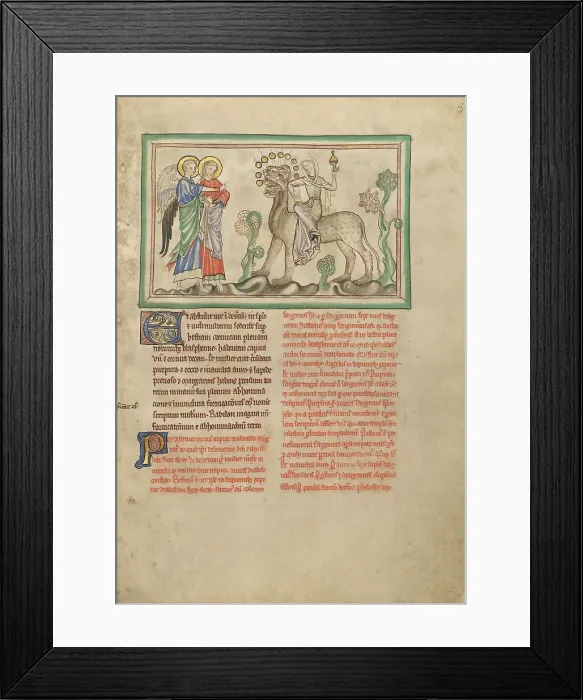Framed Print : The Great Harlot on the Beast; Dyson Perrins Apocalypse, about 1255-1260. Creator: Unknown Framed Print : The Great Harlot on the Beast; Dyson Perrins Apocalypse, about 1255-1260. Creator: Unknown