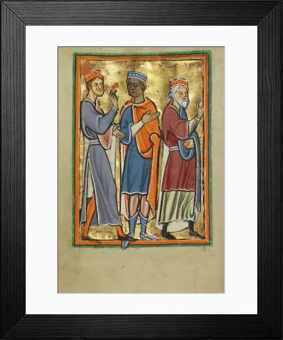 Framed Print : The Magi Approaching Herod; Illustrated Vita Christi, with devotional supplements, about 1190-1200. Creator: Unknown Framed Print : The Magi Approaching Herod; Illustrated Vita Christi, with devotional supplements, about 1190-1200. Creator: Unknown