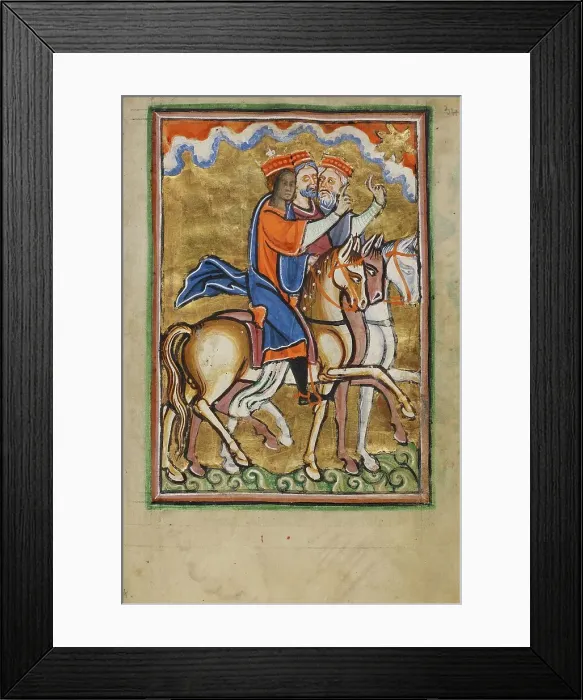 Framed Print : The Journey of the Magi; Illustrated Vita Christi, with devotional supplements, about 1190-1200. Creator: Unknown Framed Print : The Journey of the Magi; Illustrated Vita Christi, with devotional supplements, about 1190-1200. Creator: Unknown