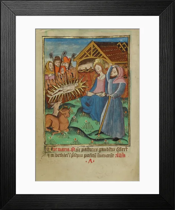 Framed Print : The Adoration of the Shepherds; Illustrated Vita Christi... about 1480-1490. Creator: Unknown Framed Print : The Adoration of the Shepherds; Illustrated Vita Christi... about 1480-1490. Creator: Unknown