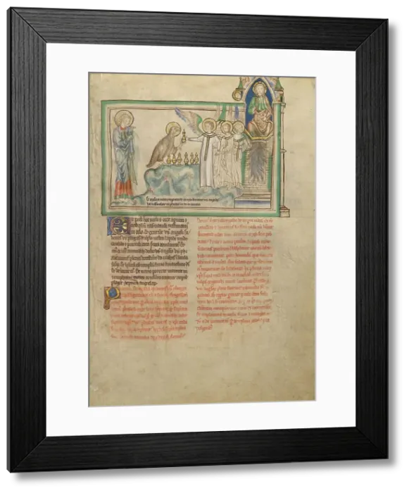 Framed Print : The Eagle Giving the Vessels with the Seven Last Plagues to the Seven Angels, about 1255-1260. Creator: Unknown Framed Print : The Eagle Giving the Vessels with the Seven Last Plagues to the Seven Angels, about 1255-1260. Creator: Unknown