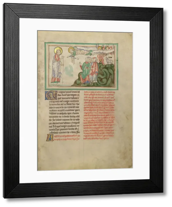 Framed Print : The Third Angel and the Ban to Adore the Beast; Dyson Perrins Apocalypse, about 1255-1260. Creator: Unknown Framed Print : The Third Angel and the Ban to Adore the Beast; Dyson Perrins Apocalypse, about 1255-1260. Creator: Unknown