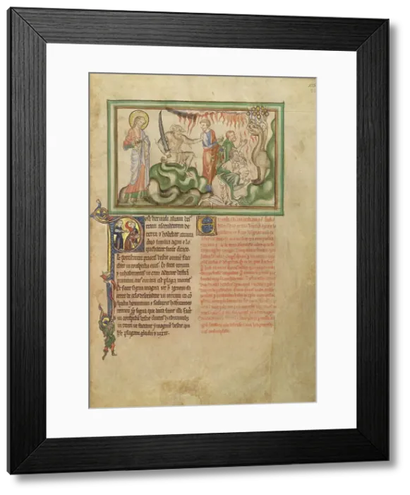 Framed Print : The Beast from the Earth and the Adoration of the Beast from the Sea, about 1255-1260. Creator: Unknown Framed Print : The Beast from the Earth and the Adoration of the Beast from the Sea, about 1255-1260. Creator: Unknown