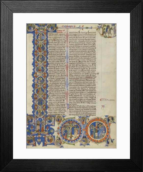 Framed Print : Initial I: Scenes of the Creation of the World and the Life of Christ; Abbey Bible, about 1250-1262. Creator: Unknown Framed Print : Initial I: Scenes of the Creation of the World and the Life of Christ; Abbey Bible, about 1250-1262. Creator: Unknown