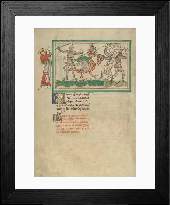 Framed Print : The Dragon Fighting the Just; Dyson Perrins Apocalypse, about 1255-1260. Creator: Unknown Framed Print : The Dragon Fighting the Just; Dyson Perrins Apocalypse, about 1255-1260. Creator: Unknown