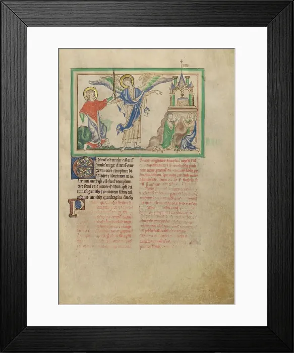 Framed Print : Saint John Takes the Rod to Measure the Temple; Dyson Perrins Apocalypse, about 1255-1260. Creator: Unknown Framed Print : Saint John Takes the Rod to Measure the Temple; Dyson Perrins Apocalypse, about 1255-1260. Creator: Unknown