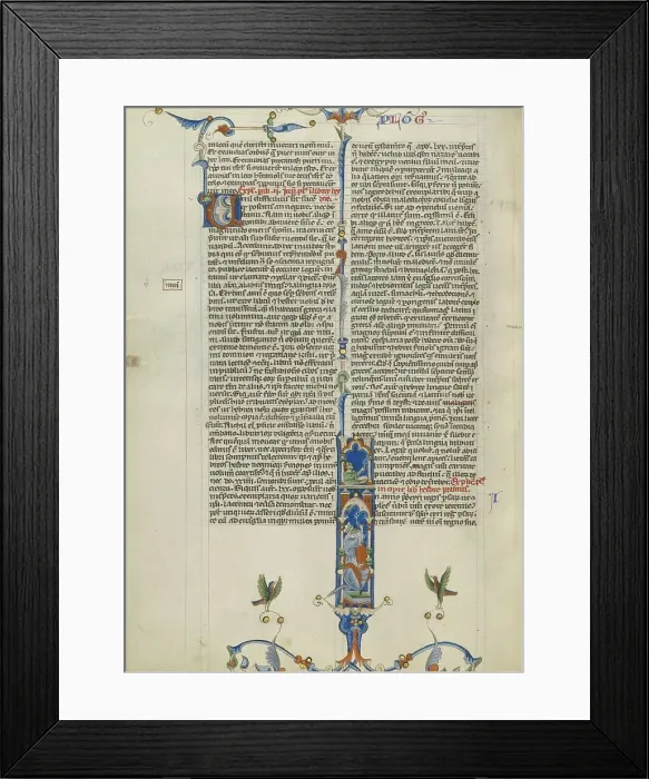 Framed Print : Initial I: King Cyrus II Ordering the Building of the Temple In Jerusalem, about 1250-1262. Creator: Unknown Framed Print : Initial I: King Cyrus II Ordering the Building of the Temple In Jerusalem, about 1250-1262. Creator: Unknown