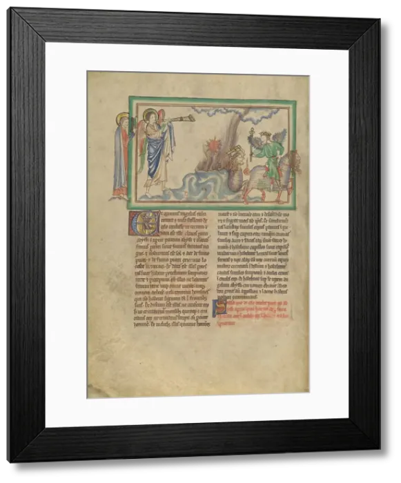 Framed Print : The Fifth Trumpet: The Angel of Destruction and the Locusts, about 1255-1260. Creator: Unknown Framed Print : The Fifth Trumpet: The Angel of Destruction and the Locusts, about 1255-1260. Creator: Unknown