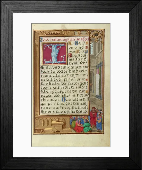 Framed Print : Border with Samuel Putting forward Saul as King, about 1525-1530. Creator: Simon Bening Framed Print : Border with Samuel Putting forward Saul as King, about 1525-1530. Creator: Simon Bening