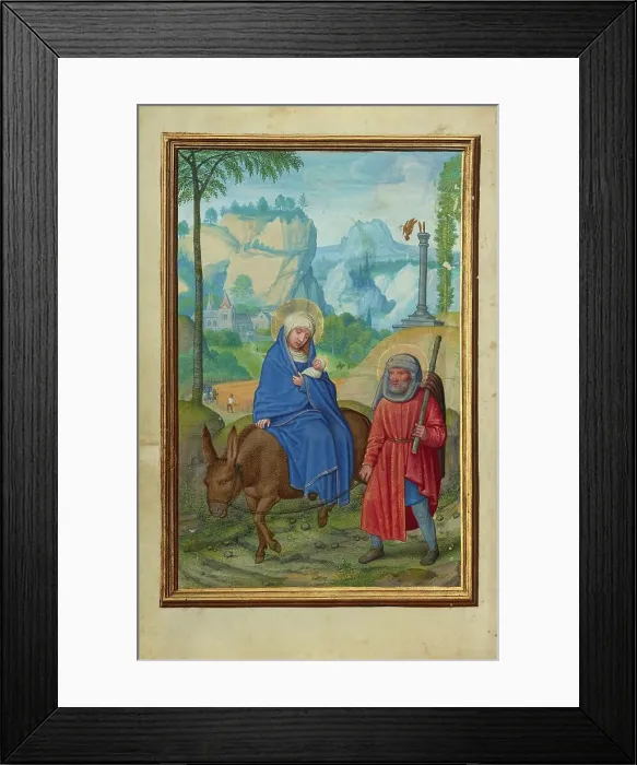 Framed Print : The Flight into Egypt; Prayer Book of Cardinal Albrecht of Brandenburg, about 1525-1530. Creator: Simon Bening Framed Print : The Flight into Egypt; Prayer Book of Cardinal Albrecht of Brandenburg, about 1525-1530. Creator: Simon Bening