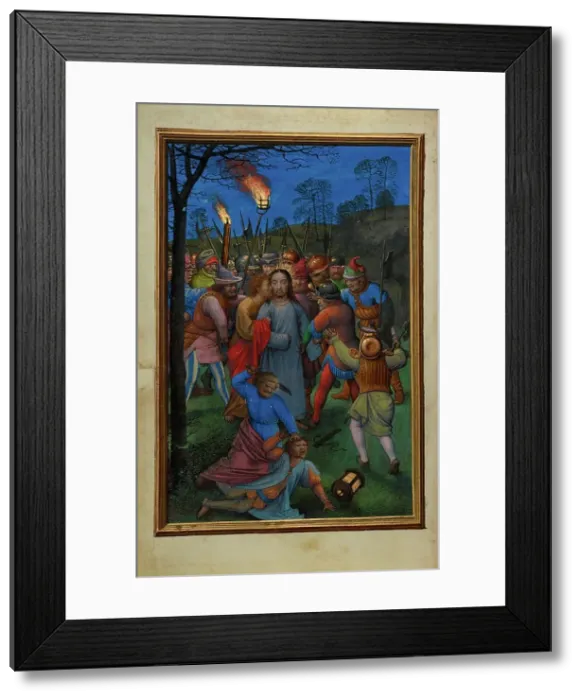 Framed Print : The Betrayal of Christ; Prayer Book of Cardinal Albrecht of Brandenburg, about 1525-1530. Creator: Simon Bening Framed Print : The Betrayal of Christ; Prayer Book of Cardinal Albrecht of Brandenburg, about 1525-1530. Creator: Simon Bening
