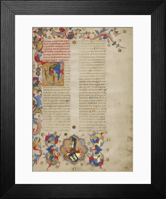 Framed Print : Initial U: Bust Portrait of Jeremias de Montagnone, early 15th century. Creator: Novella Master Framed Print : Initial U: Bust Portrait of Jeremias de Montagnone, early 15th century. Creator: Novella Master