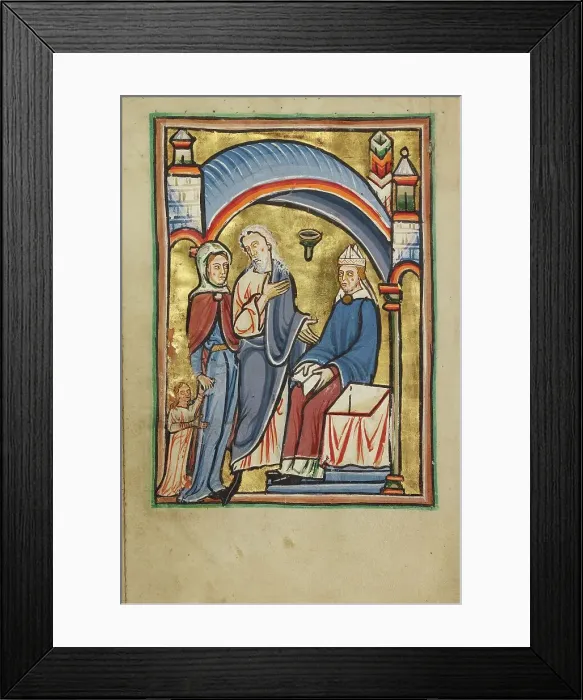 Framed Print : The Presentation of the Virgin in the Temple, about 1190-1200; text added about 1480-1490. Creator: Unknown Framed Print : The Presentation of the Virgin in the Temple, about 1190-1200; text added about 1480-1490. Creator: Unknown