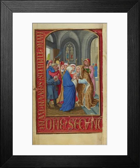 Framed Print : The Presentation in the Temple; Prayer Book of Cardinal Albrecht of Brandenburg, about 1525-1530. Creator: Simon Bening Framed Print : The Presentation in the Temple; Prayer Book of Cardinal Albrecht of Brandenburg, about 1525-1530. Creator: Simon Bening