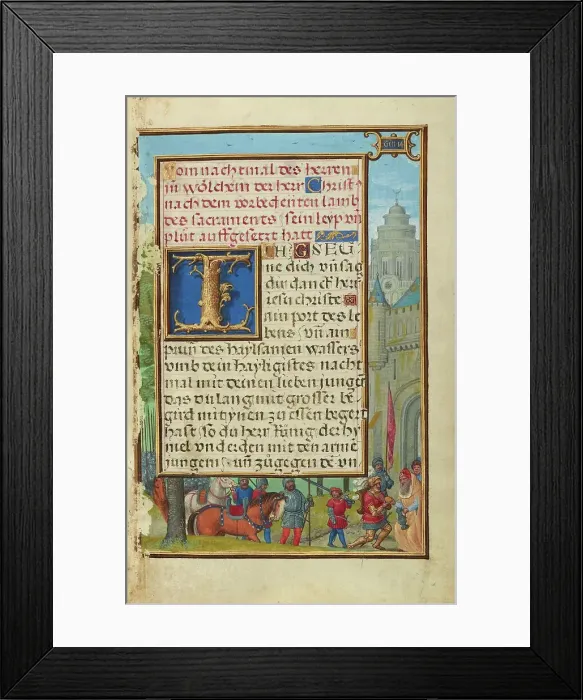 Framed Print : Border with the Meeting of Abraham and Melchizedek, about 1525-1530. Creator: Simon Bening Framed Print : Border with the Meeting of Abraham and Melchizedek, about 1525-1530. Creator: Simon Bening