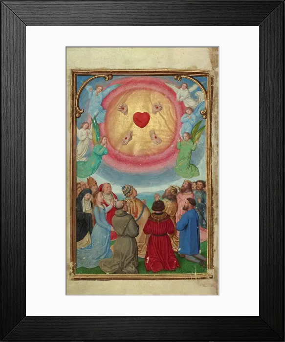 Framed Print : The Worship of the Five Wounds; Prayer Book of Cardinal Albrecht of Brandenburg, about 1525-1530. Creator: Simon Bening Framed Print : The Worship of the Five Wounds; Prayer Book of Cardinal Albrecht of Brandenburg, about 1525-1530. Creator: Simon Bening