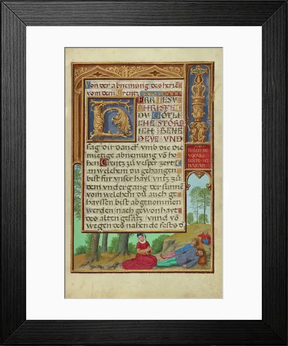 Framed Print : Border with Naomi Grieving the Loss of Her Family, about 1525-1530. Creator: Simon Bening Framed Print : Border with Naomi Grieving the Loss of Her Family, about 1525-1530. Creator: Simon Bening