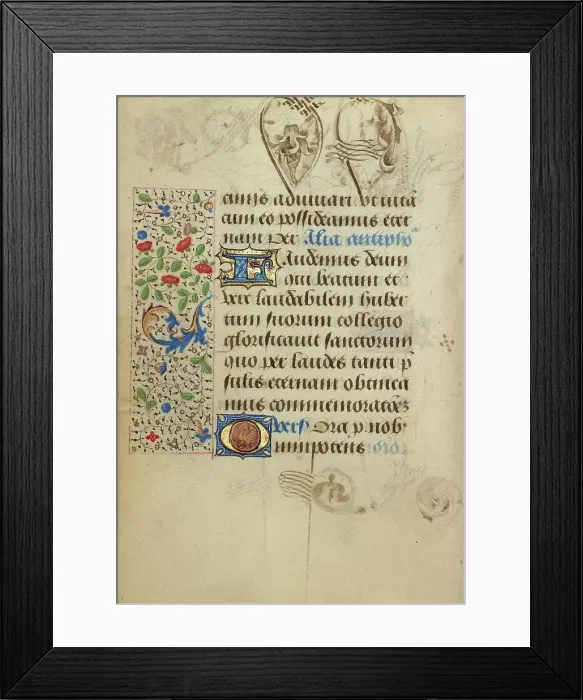 Framed Print : Decorated Text Page; Prayer Book of Charles the Bold, 1469. Creator: Nicolas Spierinc Framed Print : Decorated Text Page; Prayer Book of Charles the Bold, 1469. Creator: Nicolas Spierinc