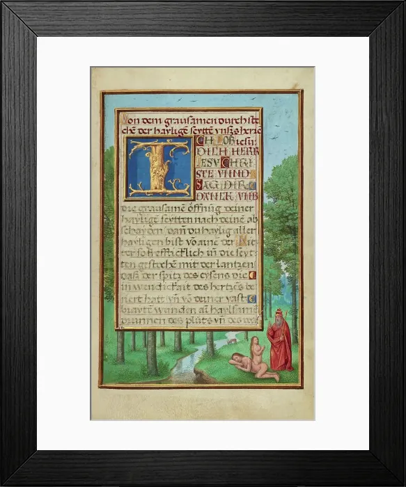 Framed Print : Border with the Creation of Eve; Prayer Book of Cardinal Albrecht of Brandenburg, about 1525-1530. Creator: Simon Bening Framed Print : Border with the Creation of Eve; Prayer Book of Cardinal Albrecht of Brandenburg, about 1525-1530. Creator: Simon Bening