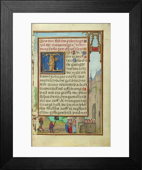 Framed Print : Border with David's Return with Goliath's Head, about 1525-1530. Creator: Simon Bening Framed Print : Border with David's Return with Goliath's Head, about 1525-1530. Creator: Simon Bening