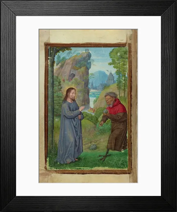 Framed Print : The Temptation of Christ; Prayer Book of Cardinal Albrecht of Brandenburg, about 1525-1530. Creator: Simon Bening Framed Print : The Temptation of Christ; Prayer Book of Cardinal Albrecht of Brandenburg, about 1525-1530. Creator: Simon Bening