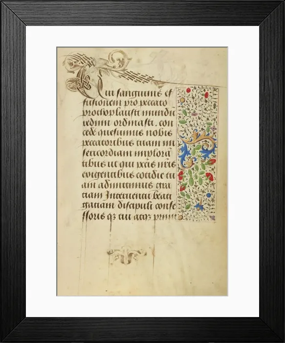 Framed Print : Decorated Text Page; Prayer Book of Charles the Bold, 1469. Creator: Nicolas Spierinc Framed Print : Decorated Text Page; Prayer Book of Charles the Bold, 1469. Creator: Nicolas Spierinc