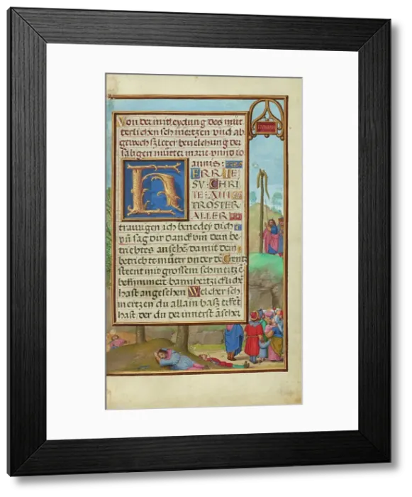 Framed Print : Border with Moses and the Brazen Serpent, about 1525-1530. Creator: Simon Bening Framed Print : Border with Moses and the Brazen Serpent, about 1525-1530. Creator: Simon Bening