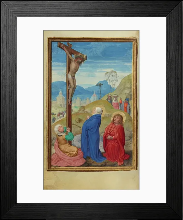 Framed Print : The Crucifixion; Prayer Book of Cardinal Albrecht of Brandenburg, about 1525-1530. Creator: Simon Bening