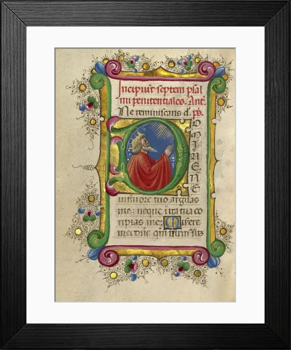 Framed Print : Initial D: David in Prayer, about 1469. Creator: Taddeo Crivelli Framed Print : Initial D: David in Prayer, about 1469. Creator: Taddeo Crivelli