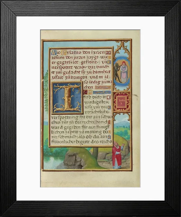Framed Print : Border with Zechariah's Vision of the High Priest and the Devil, about 1525-1530. Creator: Simon Bening Framed Print : Border with Zechariah's Vision of the High Priest and the Devil, about 1525-1530. Creator: Simon Bening