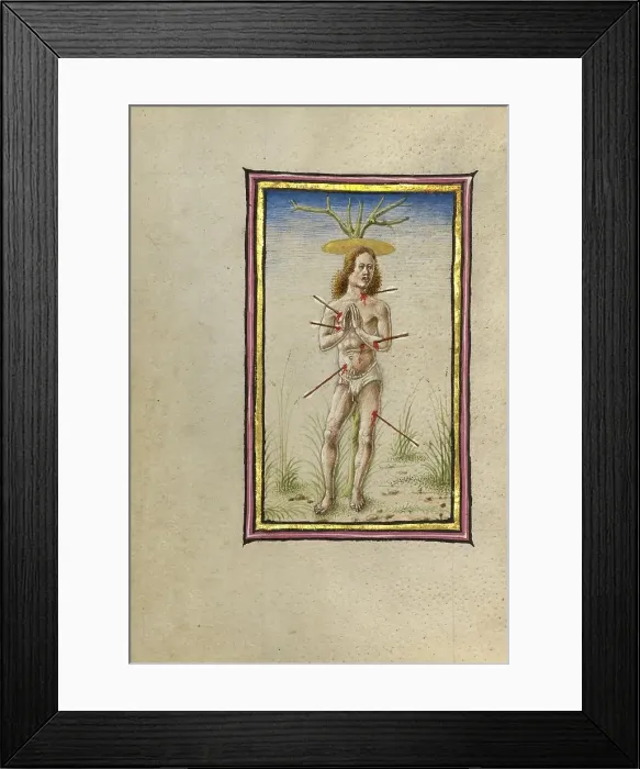Framed Print : The Martyrdom of Saint Sebastian; Gualenghi-d'Este Hours, about 1469. Creator: Taddeo Crivelli Framed Print : The Martyrdom of Saint Sebastian; Gualenghi-d'Este Hours, about 1469. Creator: Taddeo Crivelli
