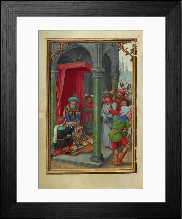 Framed Print : Pilate Washing his Hands; Prayer Book of Cardinal Albrecht of Brandenburg, about 1525-1530. Creator: Simon Bening Framed Print : Pilate Washing his Hands; Prayer Book of Cardinal Albrecht of Brandenburg, about 1525-1530. Creator: Simon Bening