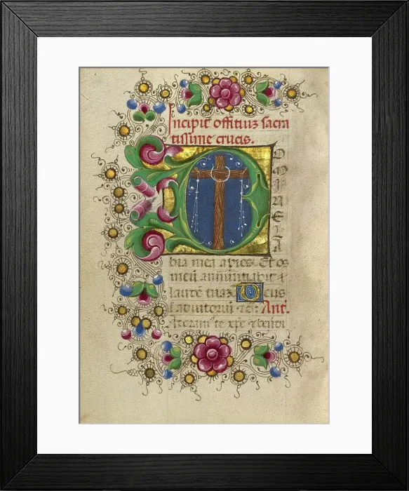 Framed Print : Initial D: The Cross; Gualenghi-d'Este Hours, about 1469. Creator: Taddeo Crivelli Framed Print : Initial D: The Cross; Gualenghi-d'Este Hours, about 1469. Creator: Taddeo Crivelli