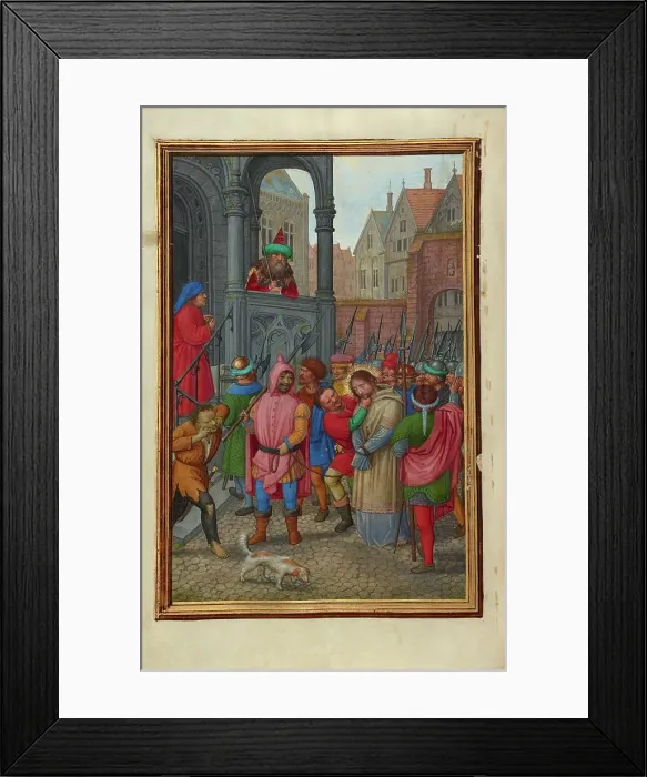 Framed Print : Christ Led from Herod to Pilate; Prayer Book of Cardinal Albrecht of Brandenburg, about 1525-1530. Creator: Simon Bening Framed Print : Christ Led from Herod to Pilate; Prayer Book of Cardinal Albrecht of Brandenburg, about 1525-1530. Creator: Simon Bening