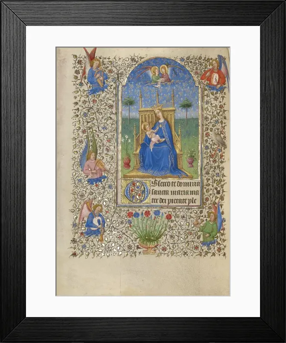 Framed Print : The Virgin and Child Enthroned; Book of Hours, about 1420. Creator: Spitz Master Framed Print : The Virgin and Child Enthroned; Book of Hours, about 1420. Creator: Spitz Master