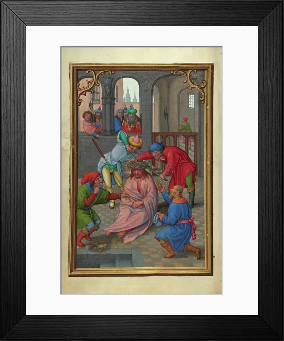 Framed Print : The Crowning with Thorns; Prayer Book of Cardinal Albrecht of Brandenburg, about 1525-1530. Creator: Simon Bening Framed Print : The Crowning with Thorns; Prayer Book of Cardinal Albrecht of Brandenburg, about 1525-1530. Creator: Simon Bening