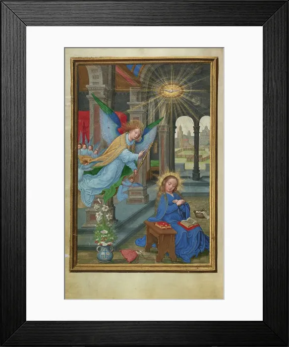 Framed Print : The Annunciation; Prayer Book of Cardinal Albrecht of Brandenburg, about 1525-1530. Creator: Simon Bening Framed Print : The Annunciation; Prayer Book of Cardinal Albrecht of Brandenburg, about 1525-1530. Creator: Simon Bening