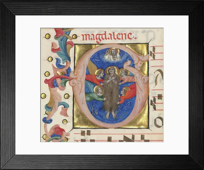 Framed Print : Initial G: The Assumption of Saint Mary Magdalene, about 1392-1402. Creator: Niccolo di Giacomo da Bologna Framed Print : Initial G: The Assumption of Saint Mary Magdalene, about 1392-1402. Creator: Niccolo di Giacomo da Bologna