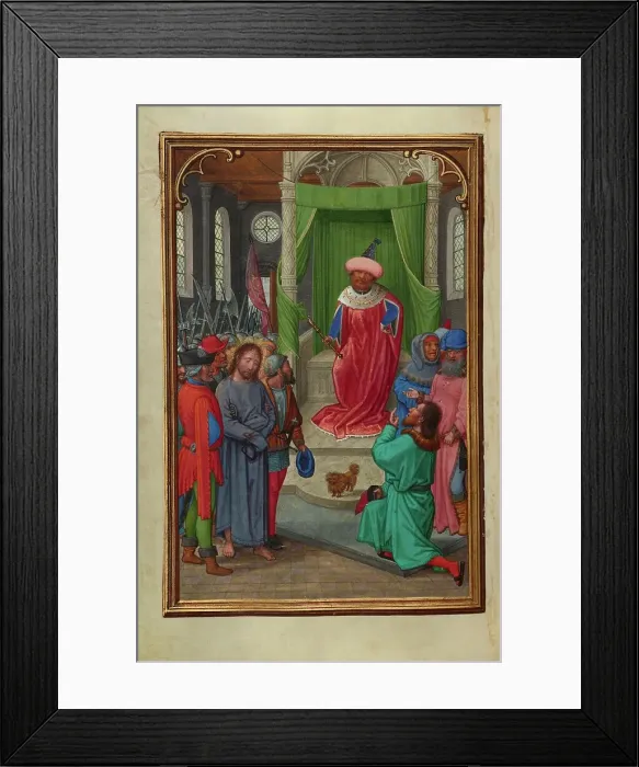 Framed Print : Christ before Herod; Prayer Book of Cardinal Albrecht of Brandenburg, about 1525-1530. Creator: Simon Bening Framed Print : Christ before Herod; Prayer Book of Cardinal Albrecht of Brandenburg, about 1525-1530. Creator: Simon Bening
