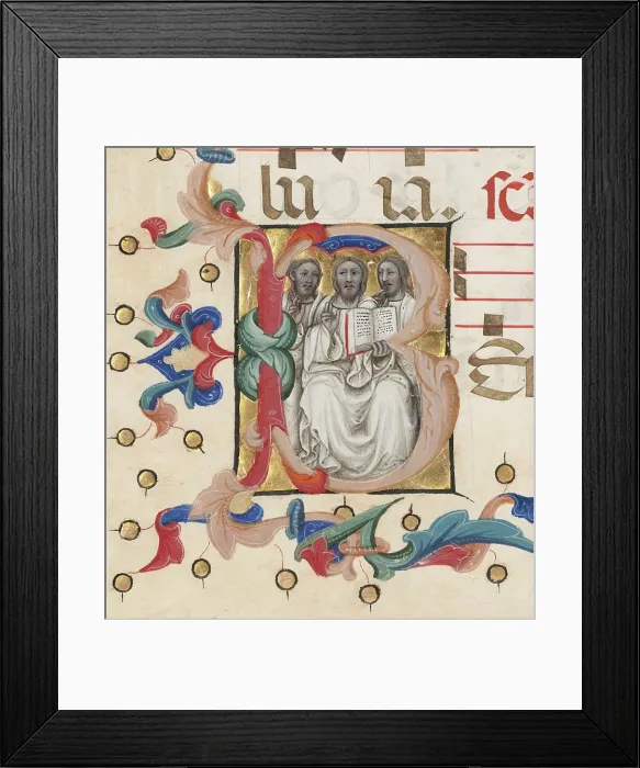 Framed Print : Initial B: The Trinity, about 1392-1402. Creator: Niccolo di Giacomo da Bologna Framed Print : Initial B: The Trinity, about 1392-1402. Creator: Niccolo di Giacomo da Bologna