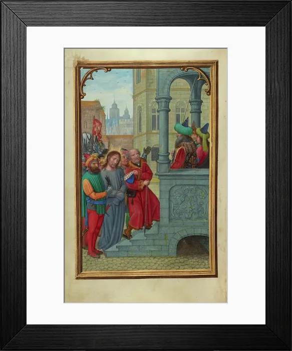 Framed Print : Christ before Pilate; Prayer Book of Cardinal Albrecht of Brandenburg, about 1525-1530. Creator: Simon Bening Framed Print : Christ before Pilate; Prayer Book of Cardinal Albrecht of Brandenburg, about 1525-1530. Creator: Simon Bening