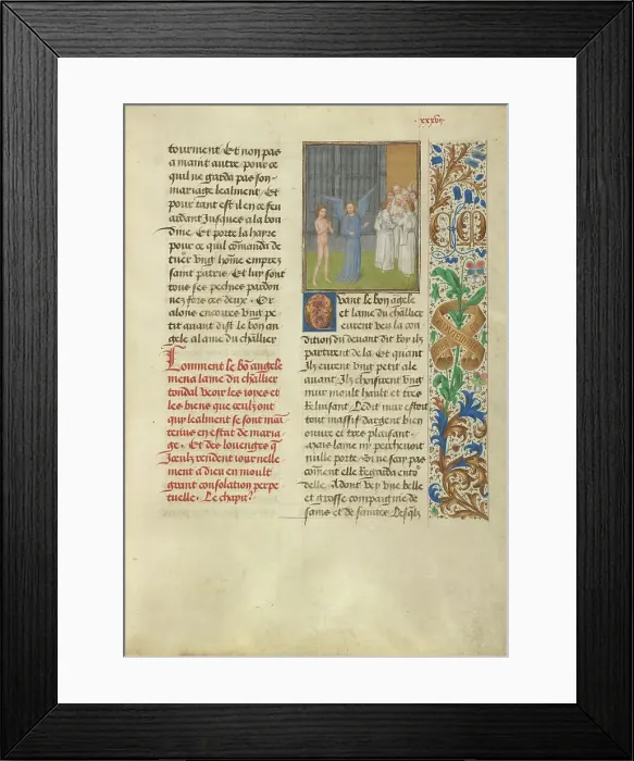 Framed Print : The Happy Crowds of the Faithfully Married; Les Visions du chevalier Tondal, 1475. Creator: Simon Marmion Framed Print : The Happy Crowds of the Faithfully Married; Les Visions du chevalier Tondal, 1475. Creator: Simon Marmion